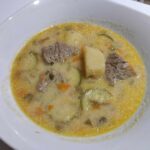 Greek Beef Soup (Kreatosoupa) with vegetables