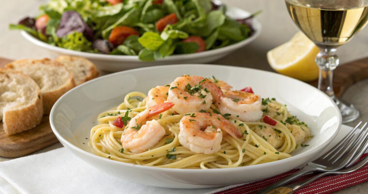 Shrimp Scampi with linguine and lemon garlic butter