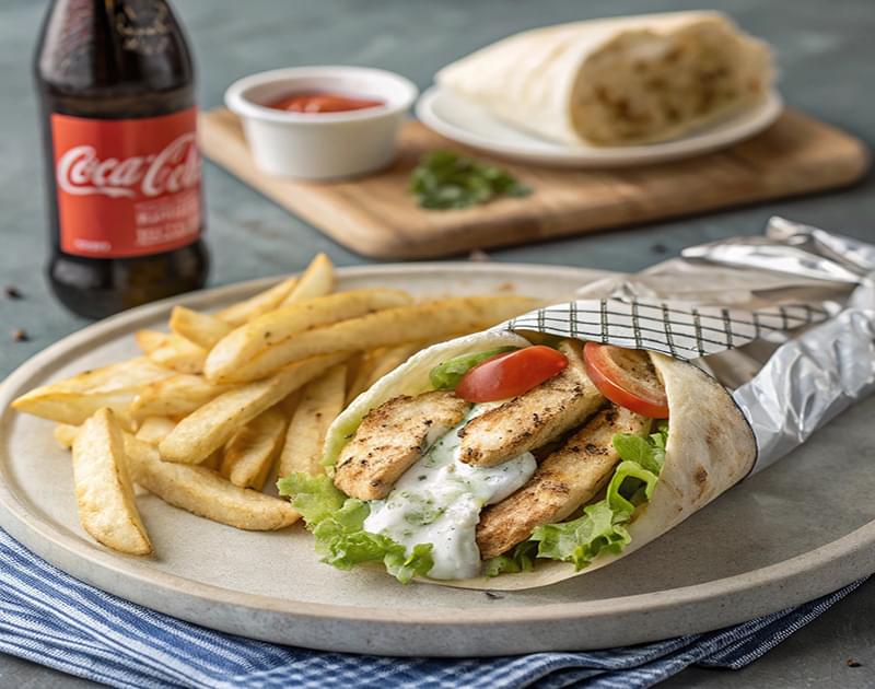 Chicken Souvlaki on Pita Bread with Tzatziki